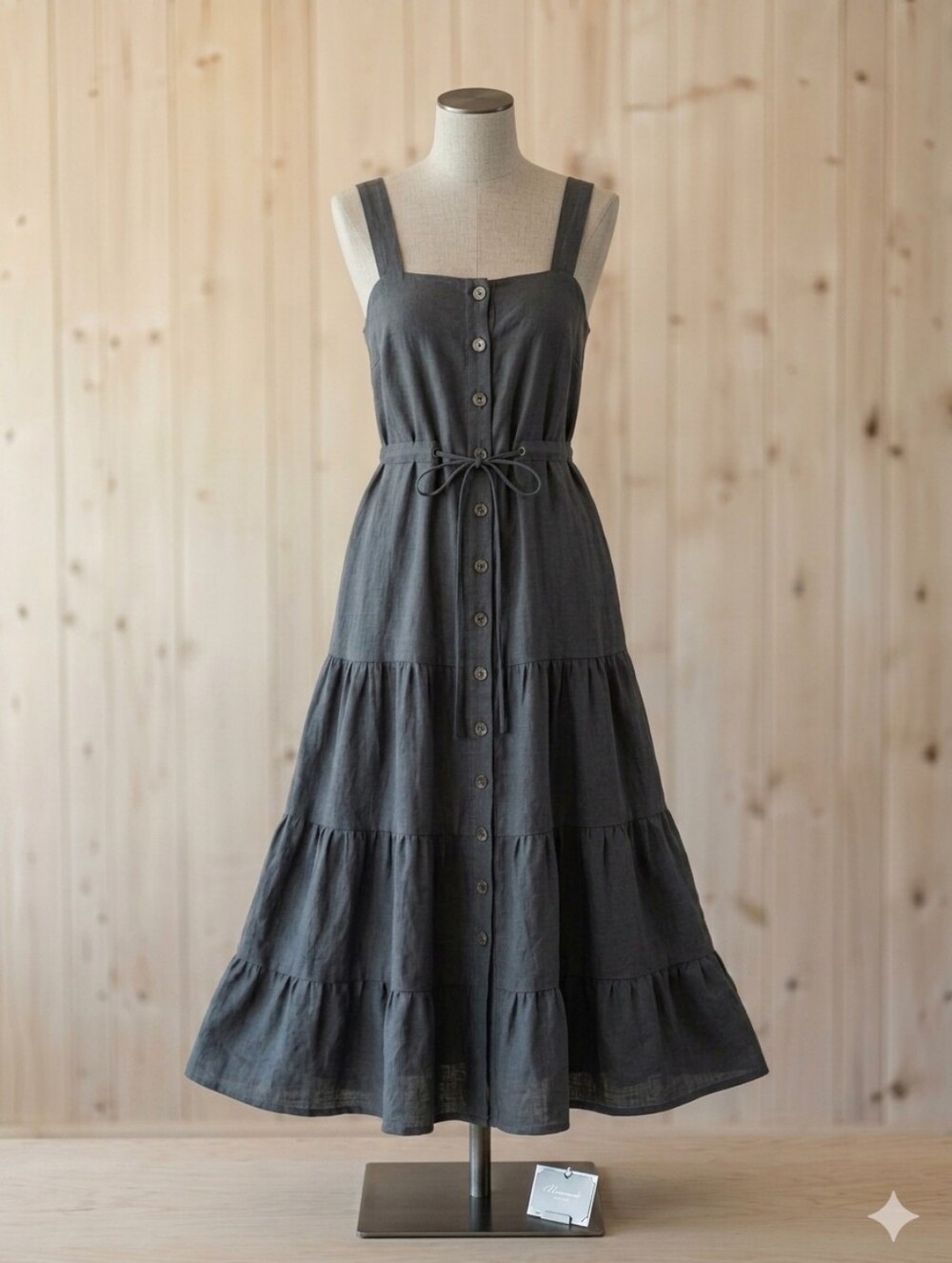 Listicle Sage Green Tiered Button-Down Maxi Dress Sz M